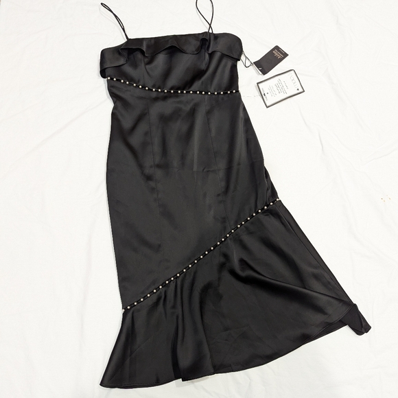 Aidan By Aidan Mattox elegant Pearl trim Satin Dress​​​ 4 Homecoming NWT - Picture 11 of 15